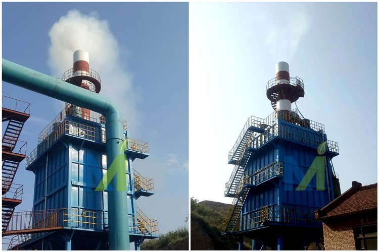 山西磚廠導電玻璃鋼電除霧器調試前后效果對比圖煙氣量不大于100000m3/h,設計氣速為1m/s
